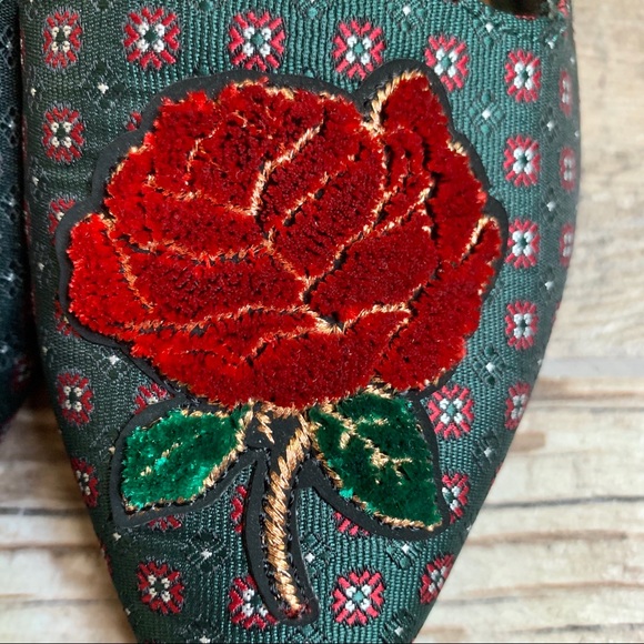 A New Day Pointed Mules w/Red Rose - Picture 6 of 8